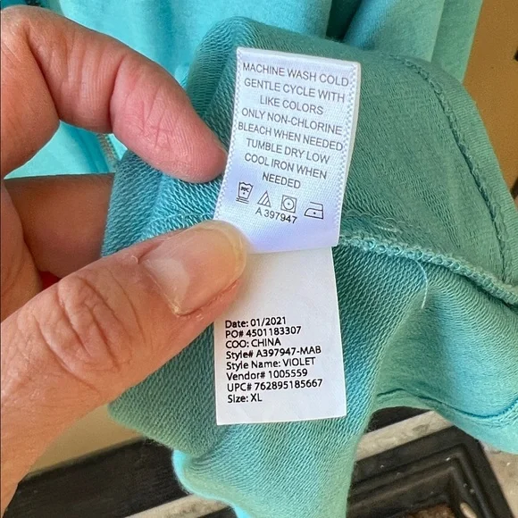 Logo By Lorie Goldstein Lounge XL Turquoise Cape Hoodie Zip Up Cardigan - Picture 8 of 11